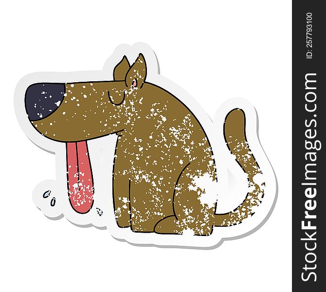 Distressed Sticker Of A Quirky Hand Drawn Cartoon Dog