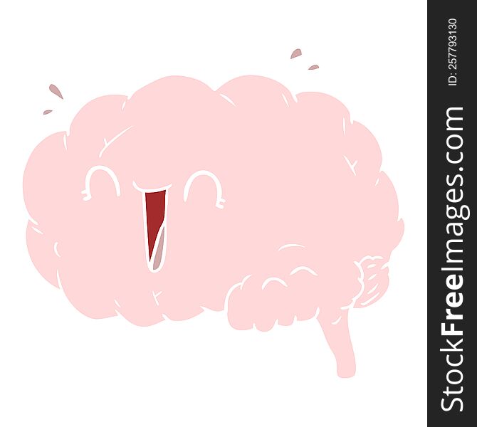 flat color style cartoon brain laughing