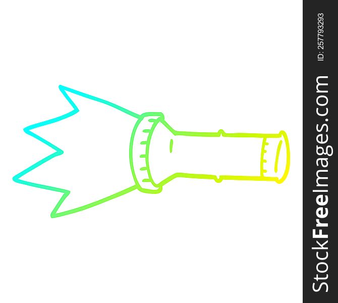 cold gradient line drawing of a cartoon electric torch