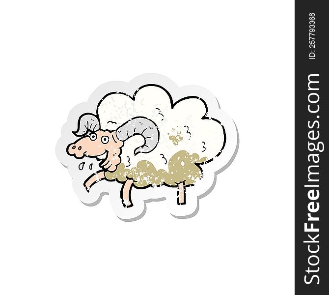 Retro Distressed Sticker Of A Cartoon Sheep