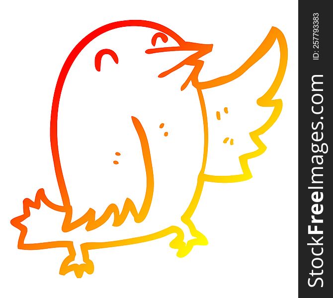 warm gradient line drawing of a cartoon bird