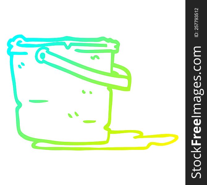 cold gradient line drawing of a cartoon bucket