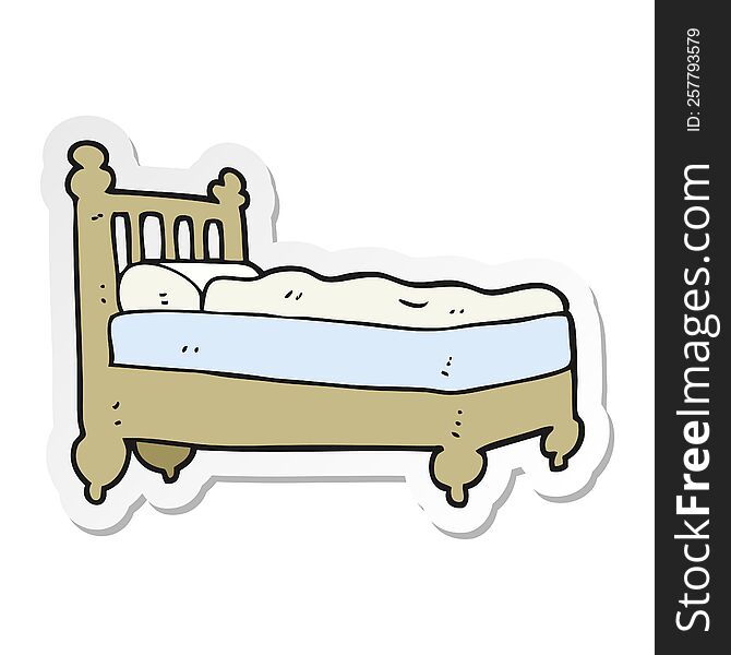 sticker of a cartoon bed