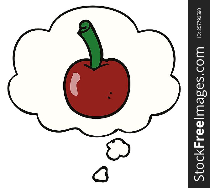 Cartoon Cherry And Thought Bubble
