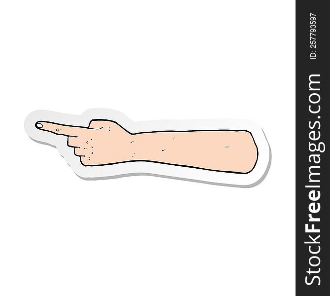 sticker of a pointing hand cartoon
