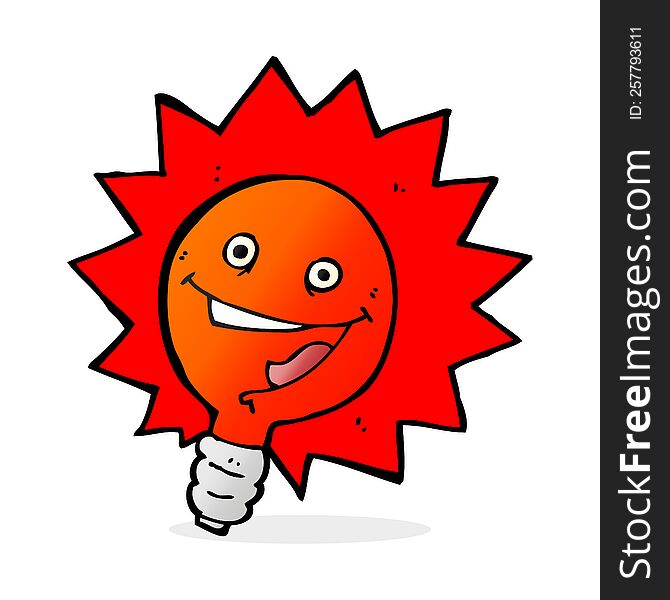 Happy Flashing Red Light Bulb Cartoon