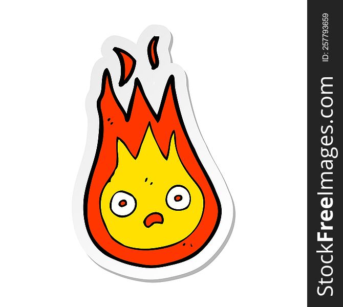 sticker of a cartoon friendly fireball