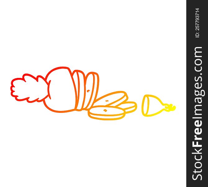 Warm Gradient Line Drawing Cartoon Carrot Chopped