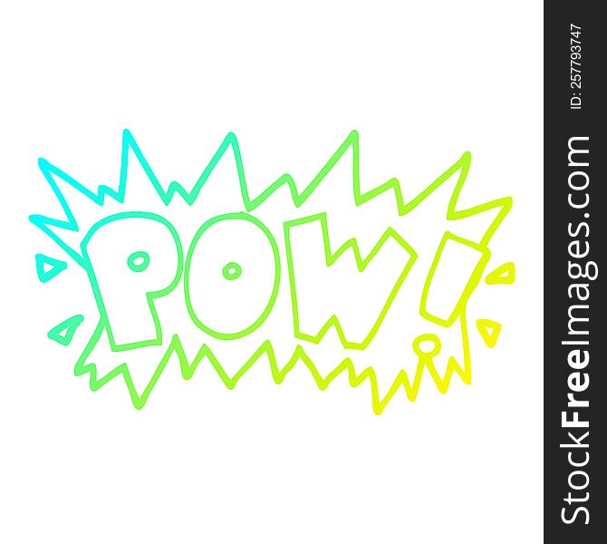 cold gradient line drawing of a cartoon word pow