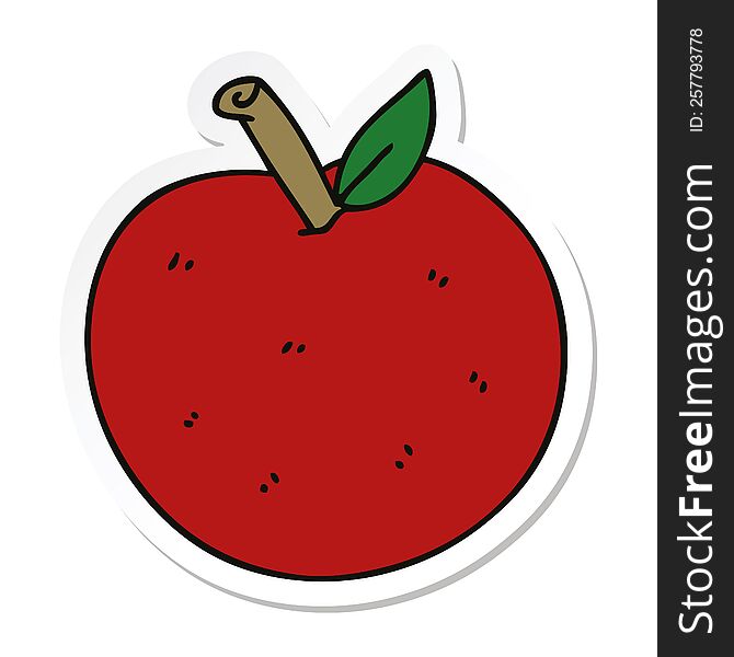 Sticker Of A Quirky Hand Drawn Cartoon Apple
