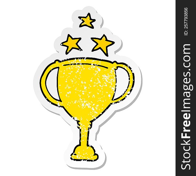 Distressed Sticker Of A Cartoon Sports Trophy