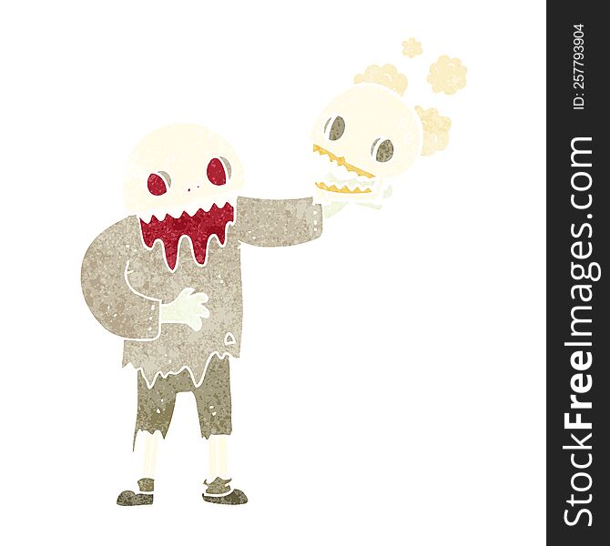 Cartoon Zombie Holding A Skull