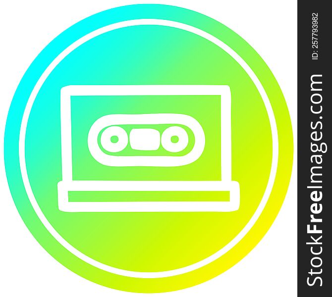 cassette tape circular icon with cool gradient finish. cassette tape circular icon with cool gradient finish