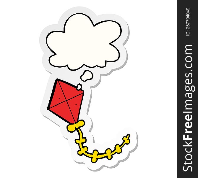 Cartoon Kite And Thought Bubble As A Printed Sticker