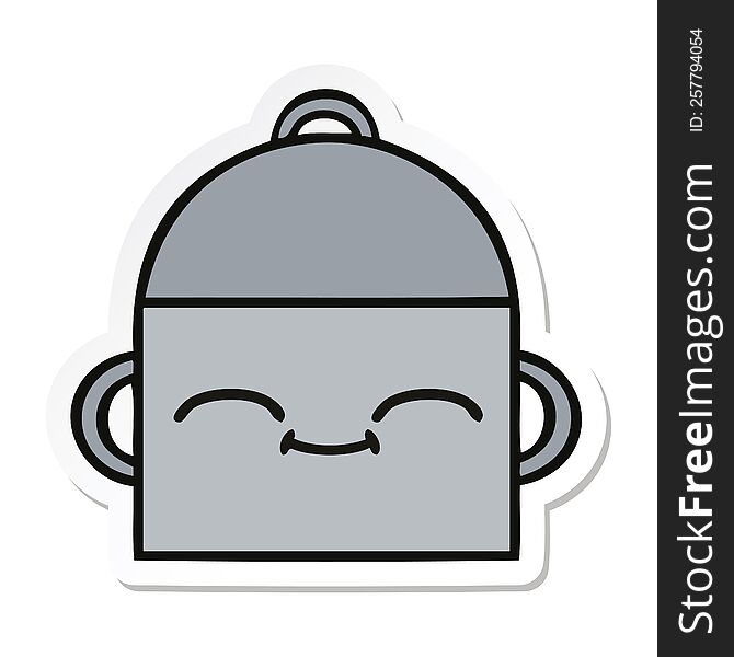 Sticker Of A Cute Cartoon Cooking Pot