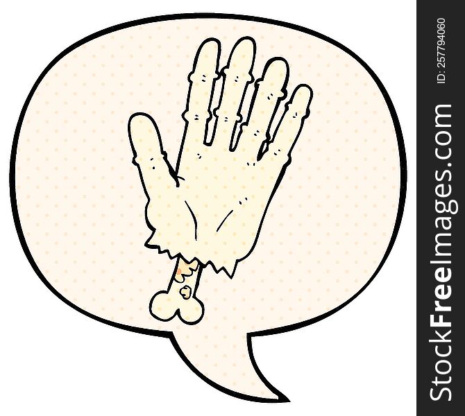 Cartoon Zombie Hand And Speech Bubble In Comic Book Style