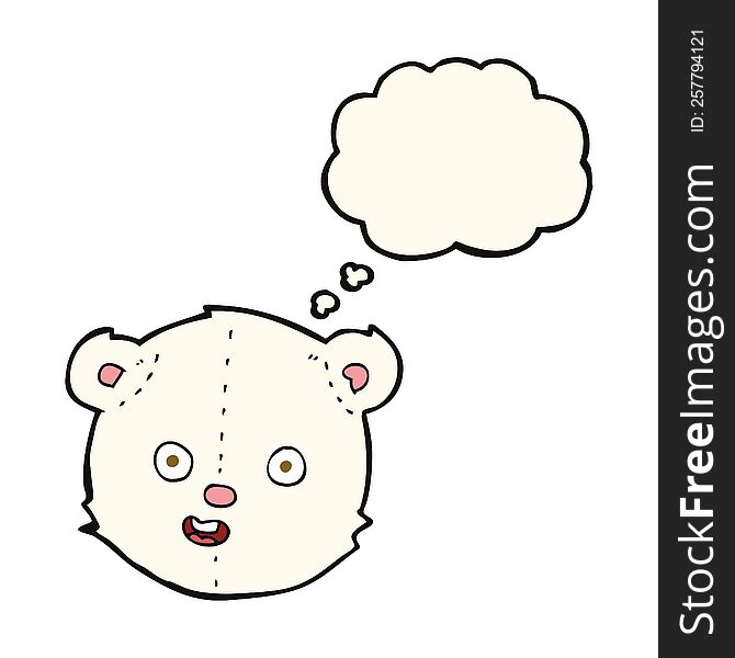 Cartoon Polar Teddy Bear Head With Thought Bubble