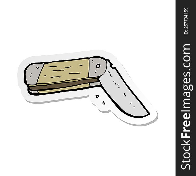 sticker of a cartoon folding knife