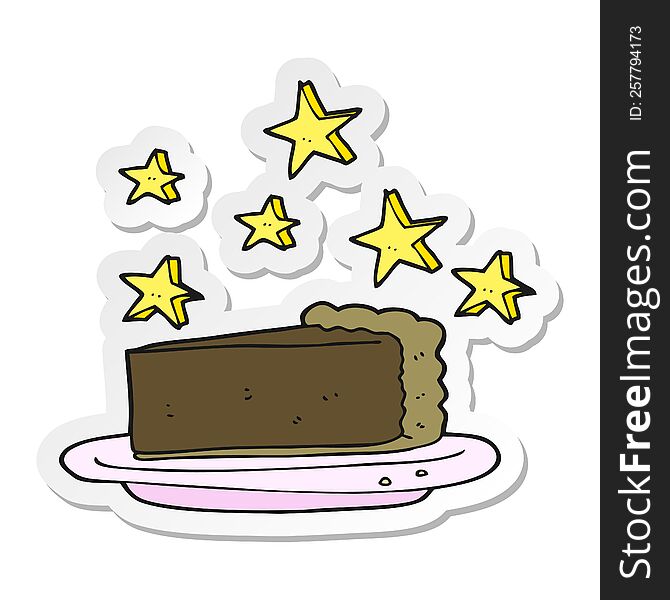 Sticker Of A Cartoon Chocolate Cake