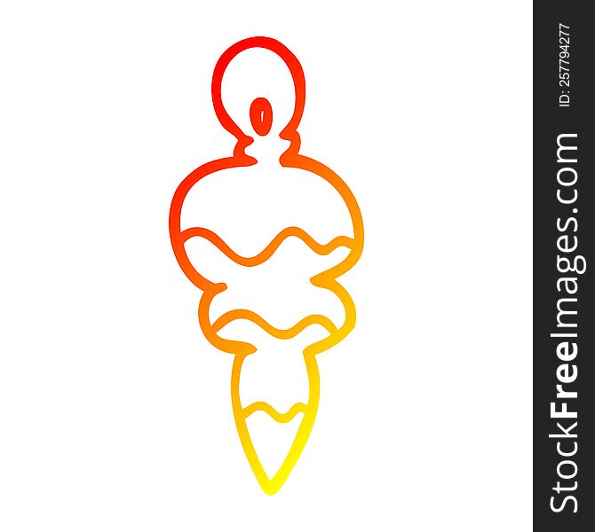 warm gradient line drawing of a cartoon christmas decoration