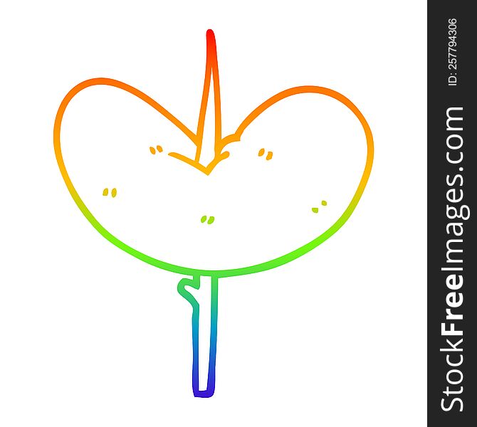 rainbow gradient line drawing of a cartoon sausage on a stick