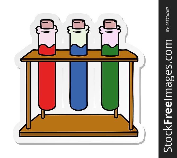 hand drawn sticker cartoon doodle of a science test tube