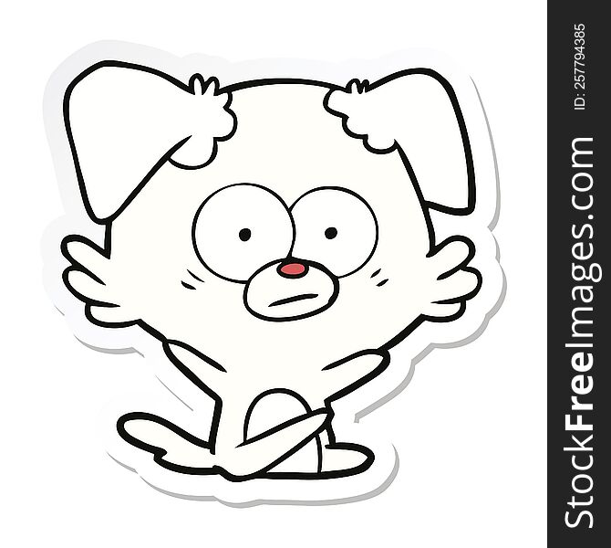 sticker of a nervous dog cartoon