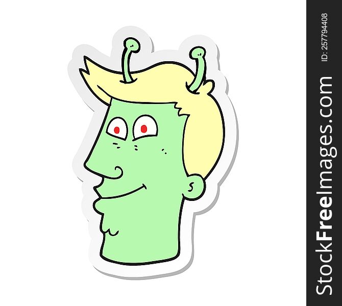 sticker of a cartoon alien man