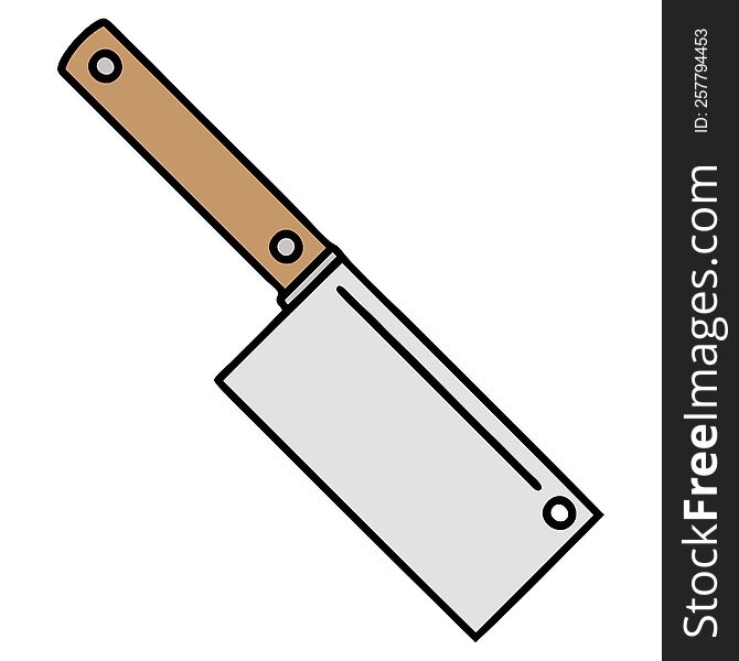 tattoo in traditional style of a meat cleaver. tattoo in traditional style of a meat cleaver