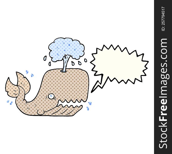 Comic Book Speech Bubble Cartoon Whale Spouting Water