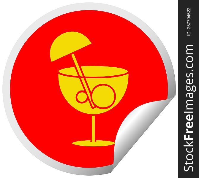 circular peeling sticker cartoon of a fancy cocktail