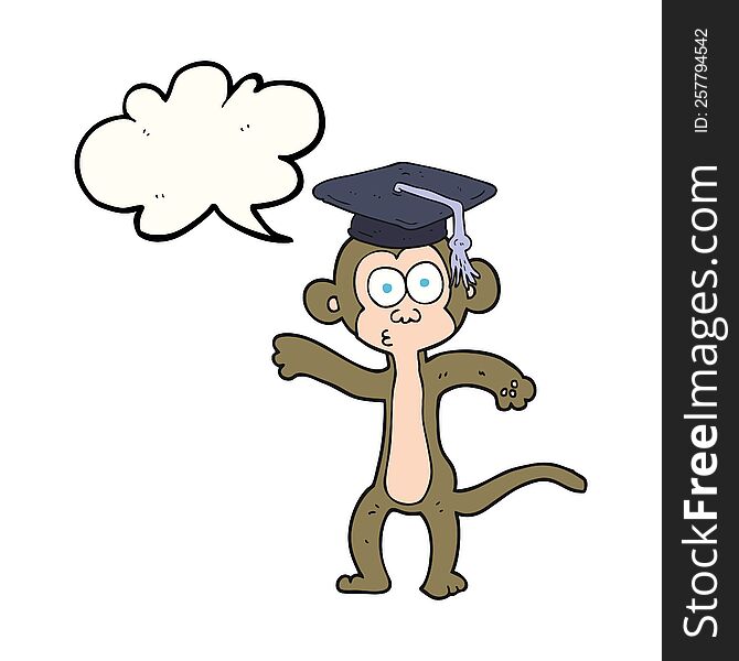 freehand drawn speech bubble cartoon graduate monkey