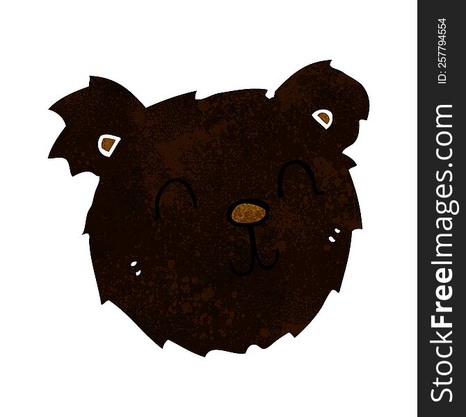 Cartoon Happy Black Bear Face