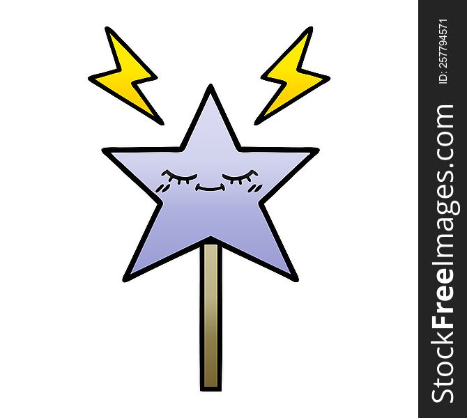 gradient shaded cartoon of a magic wand