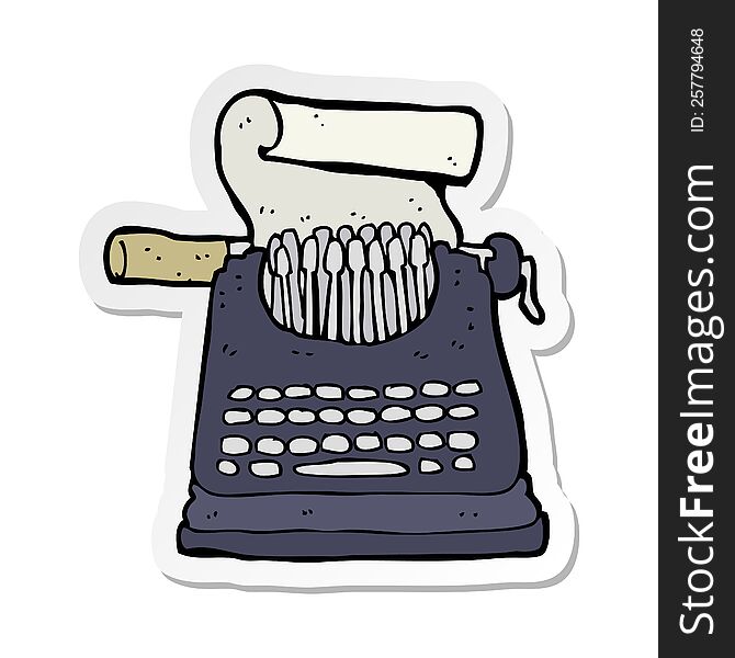 sticker of a cartoon typewriter