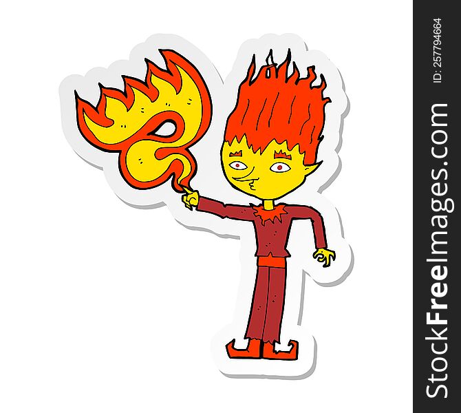 sticker of a fire spirit cartoon