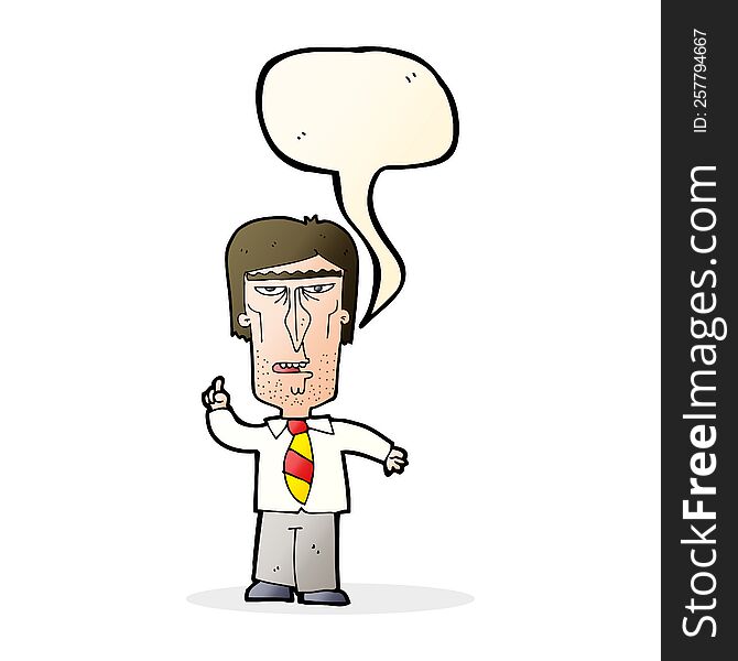 Cartoon Grumpy Boss With Speech Bubble