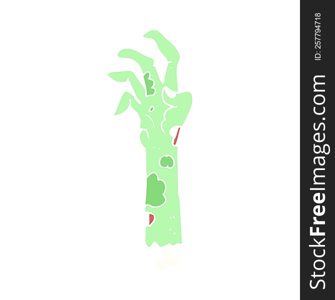Flat Color Illustration Of A Cartoon Zombie Arm
