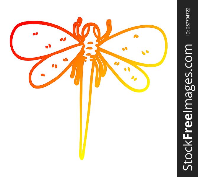 warm gradient line drawing of a cartoon huge insect