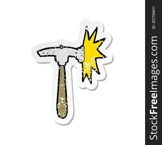 retro distressed sticker of a cartoon hammer