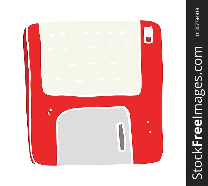 Flat Color Illustration Of A Cartoon Old Computer Disk