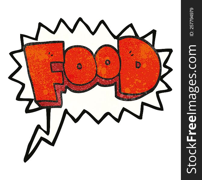 freehand speech bubble textured cartoon word food