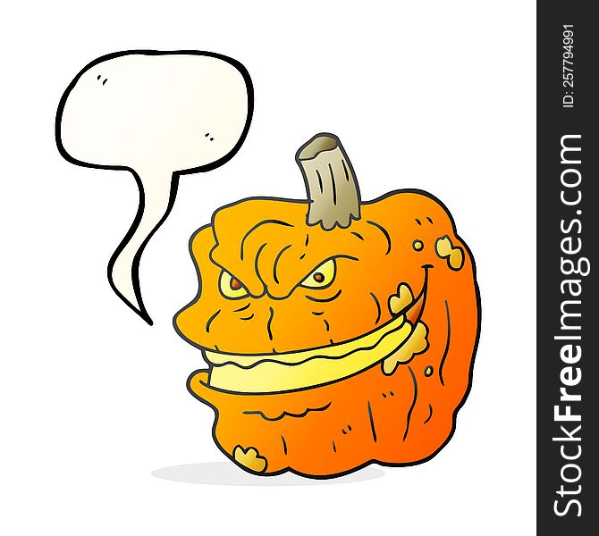Speech Bubble Cartoon Spooky Pumpkin