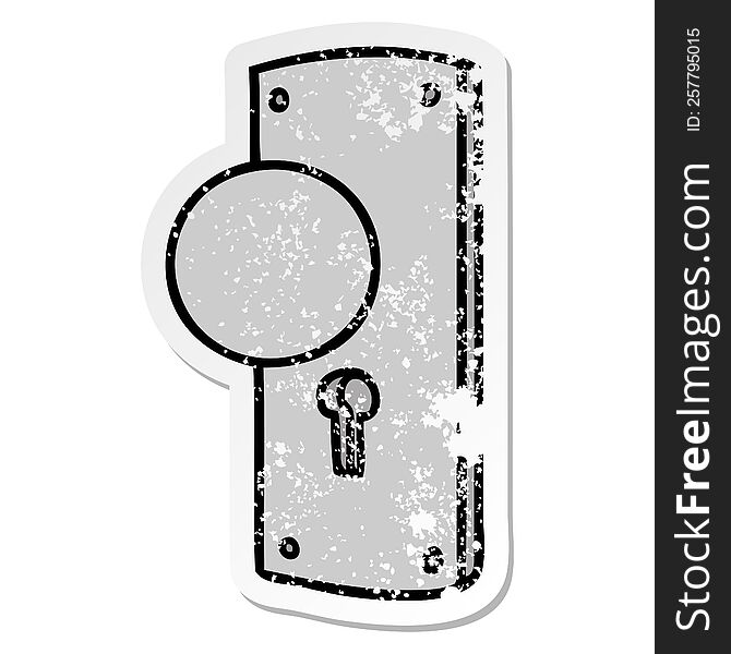 Distressed Sticker Cartoon Doodle Of A Door Handle