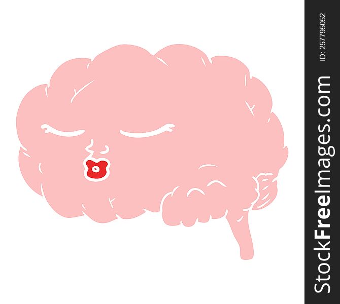 flat color style cartoon brain