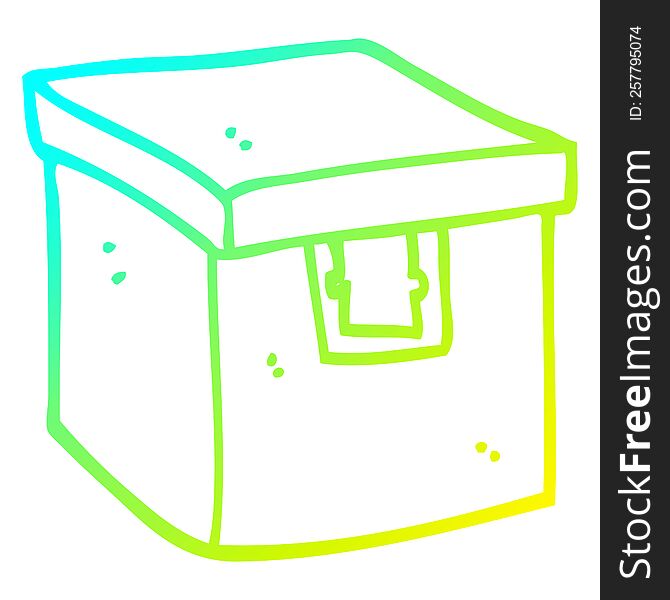 cold gradient line drawing of a cartoon evidence box