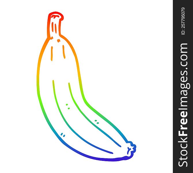 rainbow gradient line drawing of a cartoon banana