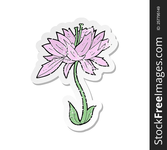 Retro Distressed Sticker Of A Cartoon Flower