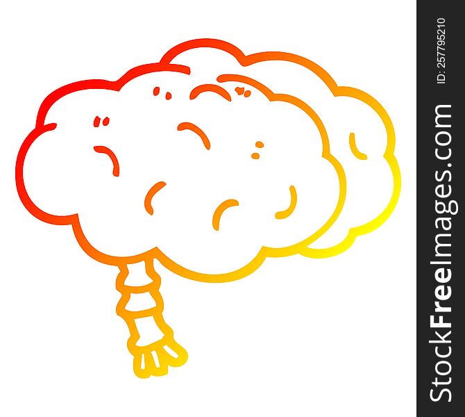 warm gradient line drawing of a cartoon brain
