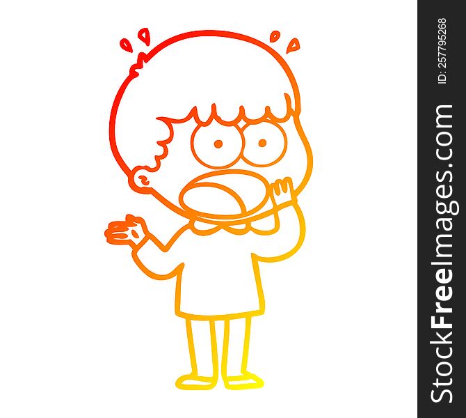 warm gradient line drawing of a cartoon shocked man gasping